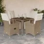 Mesita y sillas jardín 5 pzas y cojines ratán sintético beige de , Conjuntos de jardín - Ref: Foro24-3276938, Precio: 601,60 ...