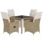 Mesita y sillas jardín 5 pzas y cojines ratán sintético beige de , Conjuntos de jardín - Ref: Foro24-3276938, Precio: 601,60 ...
