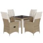 Mesita y sillas jardín 5 pzas y cojines ratán sintético beige by , Garden sets - Ref: Foro24-3276938, Price: 632,55 €, Discou...