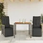 Mesita y sillas jardín 3 pzas y cojines ratán sintético gris de , Conjuntos de jardín - Ref: Foro24-3276967, Precio: 322,94 €...