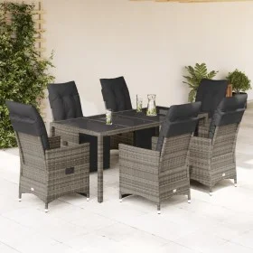 Mesita y sillas jardín 7 piezas y cojines ratán sintético gris von , Gartensets - Ref: Foro24-3276897, Preis: 977,90 €, Rabat...