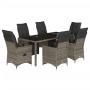 Mesita y sillas jardín 7 piezas y cojines ratán sintético gris by , Garden sets - Ref: Foro24-3276897, Price: 902,74 €, Disco...