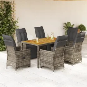 Mesita y sillas jardín 7 piezas y cojines ratán sintético gris by , Garden sets - Ref: Foro24-3276888, Price: 945,71 €, Disco...