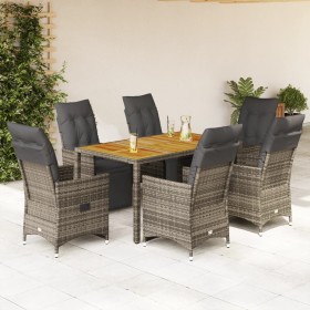 Mesita y sillas jardín 7 piezas y cojines ratán sintético gris von , Gartensets - Ref: Foro24-3276888, Preis: 895,10 €, Rabat...