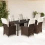 Set de mesa y sillas jardín 7 pzas con cojines ratán PE marrón by , Garden sets - Ref: Foro24-3276919, Price: 832,20 €, Disco...