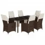 Set de mesa y sillas jardín 7 pzas con cojines ratán PE marrón by , Garden sets - Ref: Foro24-3276919, Price: 832,20 €, Disco...