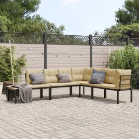 Gartenbankkissen 4-teilig, Stahl mit schwarzer Pulverbeschichtung. von , Gartensets - Ref: Foro24-3283645, Preis: 386,62 €, R...