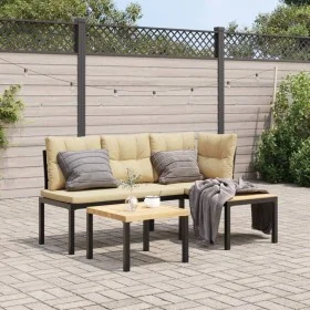 Bancos de jardín cojines 3 pzas acero recubrimiento polvo negro by , Garden sets - Ref: Foro24-3283647, Price: 237,38 €, Disc...