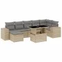 Gartensofa-Set und Kissen, 8-teilig, aus synthetischem Rattan in Beige. von , Gartensets - Ref: Foro24-3269319, Preis: 552,61...
