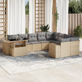 Gartensofa-Set mit 10-teiligen beigen Kissen aus synthetischem Rattan. von , Gartensets - Ref: Foro24-3269399, Preis: 646,76 ...