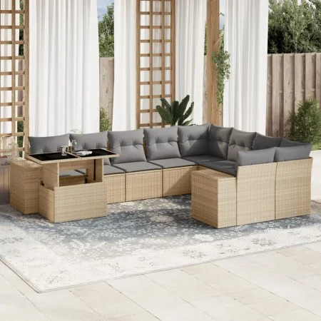 Juego de sofás jardín con cojines beige 10 pzas ratán sintético by , Garden sets - Ref: Foro24-3269399, Price: 668,46 €, Disc...