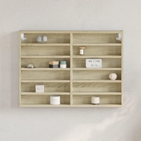 Vitrina de madera de ingeniería roble Sonoma 80x8,5x58 cm de , Estantes y estanterías - Ref: Foro24-847956, Precio: 49,56 €, ...