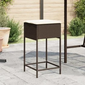 Taburetes de cocina con cojines 2 uds ratán sintético marrón by , Garden chairs - Ref: Foro24-368318, Price: 116,08 €, Discou...