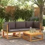 Sofá de jardín de esquina con cojines madera maciza de acacia de , Sofás de exterior - Ref: Foro24-4008172, Precio: 125,71 €,...