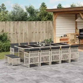 Set comedor jardín y cojines 15 pzas ratán sintético gris claro by , Garden sets - Ref: Foro24-3210815, Price: 960,98 €, Disc...