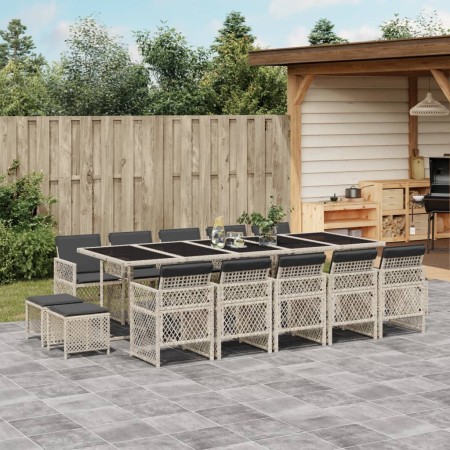 Set comedor jardín y cojines 15 pzas ratán sintético gris claro by , Garden sets - Ref: Foro24-3210815, Price: 855,82 €, Disc...