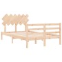 Double bed frame with solid wood headboard by vidaXL, Beds and slatted bases - Ref: Foro24-3195256, Price: 116,55 €, Discount: %
