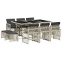Set de comedor de jardín 11 pzas y cojines ratán sintético gris by , Garden sets - Ref: Foro24-3210791, Price: 527,77 €, Disc...