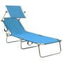 Folding sun lounger with blue aluminum awning by vidaXL, Loungers - Ref: Foro24-310362, Price: 64,98 €, Discount: %