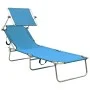 Folding sun lounger with blue aluminum awning by vidaXL, Loungers - Ref: Foro24-310362, Price: 74,16 €, Discount: %