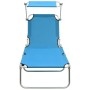 Tumbona plegable con toldo aluminio azul de vidaXL, Tumbonas - Ref: Foro24-310362, Precio: 64,98 €, Descuento: %