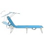 Folding sun lounger with blue aluminum awning by vidaXL, Loungers - Ref: Foro24-310362, Price: 64,98 €, Discount: %