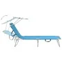 Folding sun lounger with blue aluminum awning by vidaXL, Loungers - Ref: Foro24-310362, Price: 74,16 €, Discount: %