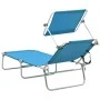 Folding sun lounger with blue aluminum awning by vidaXL, Loungers - Ref: Foro24-310362, Price: 74,16 €, Discount: %