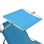Folding sun lounger with blue aluminum awning by vidaXL, Loungers - Ref: Foro24-310362, Price: 64,98 €, Discount: %