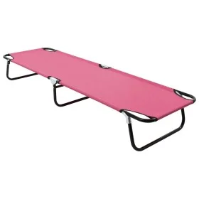 Folding steel sun lounger in pink by vidaXL, Loungers - Ref: Foro24-310349, Price: 74,26 €, Discount: %