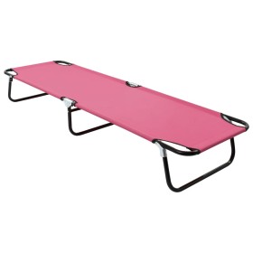 Tumbona plegable de acero rosa de vidaXL, Tumbonas - Ref: Foro24-310349, Precio: 75,60 €, Descuento: %