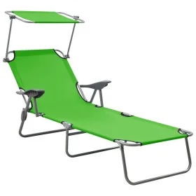 Tumbona con toldo de acero verde de vidaXL, Tumbonas - Ref: Foro24-310335, Precio: 82,16 €, Descuento: %