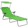 Green steel sun lounger with canopy by vidaXL, Loungers - Ref: Foro24-310335, Price: 82,16 €, Discount: %