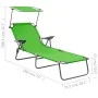 Green steel sun lounger with canopy by vidaXL, Loungers - Ref: Foro24-310335, Price: 82,16 €, Discount: %