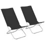 Folding beach chairs 2 units black fabric by vidaXL, Garden chairs - Ref: Foro24-310375, Price: 82,86 €, Discount: %