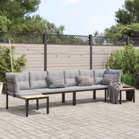 Set sofás jardín y cojines 4 pzas acero recubierto polvo negro von , Gartensets - Ref: Foro24-3283670, Preis: 384,67 €, Rabat...