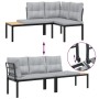 Set sofás jardín y cojines 4 pzas acero recubierto polvo negro von , Gartensets - Ref: Foro24-3283670, Preis: 387,03 €, Rabat...