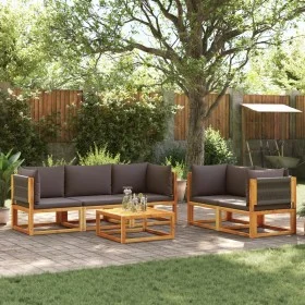 Gartensofa-Set mit 6-teiligen massiven Akazienholz-Kissen. von , Outdoor-Sofas - Ref: Foro24-3278833, Preis: 675,12 €, Rabatt: %