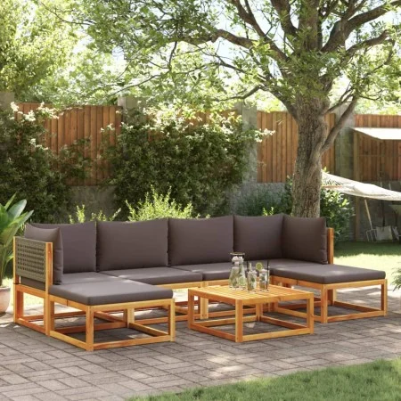 Gartensofa-Set mit 7-teiligen massiven Akazienholz-Kissen. von , Gartensets - Ref: Foro24-3278908, Preis: 629,70 €, Rabatt: %