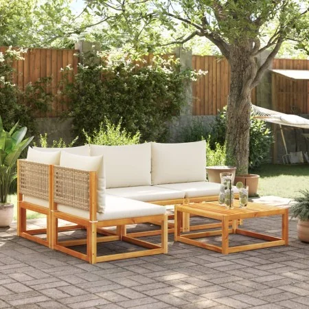 Set de sofás de jardín con cojines 5 pzas madera maciza acacia by , Garden sets - Ref: Foro24-3278934, Price: 493,00 €, Disco...