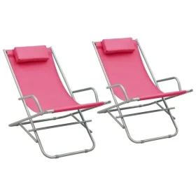 Sillas mecedoras 2 unidades acero rosa de vidaXL, Tumbonas - Ref: Foro24-310341, Precio: 99,44 €, Descuento: %