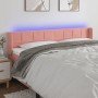 Cabecero con LED de terciopelo rosa 163x16x78/88 cm