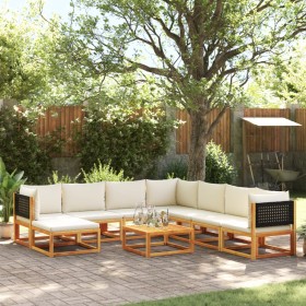 Set de sofás de jardín con cojines 9 pzas madera maciza acacia de , Conjuntos de jardín - Ref: Foro24-3278884, Precio: 901,79...