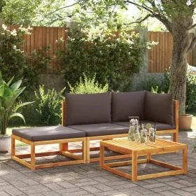 Set de sofás de jardín con cojines 3 pzas madera maciza acacia by , Outdoor sofas - Ref: Foro24-3278844, Price: 314,24 €, Dis...