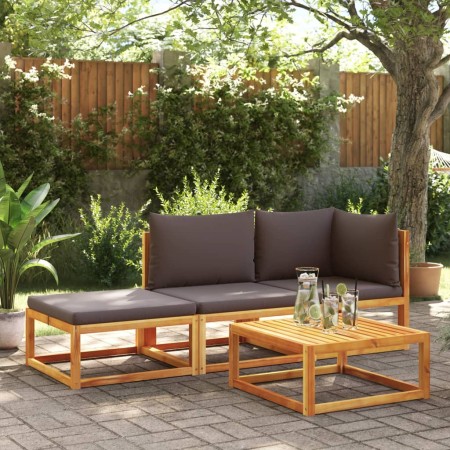 Set de sofás de jardín con cojines 3 pzas madera maciza acacia by , Outdoor sofas - Ref: Foro24-3278844, Price: 320,82 €, Dis...