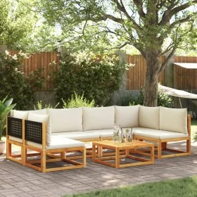 Gartensofa-Set mit 7-teiligen massiven Akazienholz-Kissen. von , Gartensets - Ref: Foro24-3278886, Preis: 657,04 €, Rabatt: %