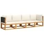 Gartensofagarnitur mit 4-teiligen Kissen aus massivem Akazienholz. von , Gartensets - Ref: Foro24-3278878, Preis: 417,96 €, R...