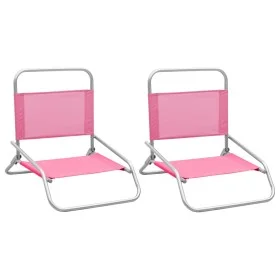 Folding beach chairs 2 units pink fabric by vidaXL, Garden chairs - Ref: Foro24-310372, Price: 71,52 €, Discount: %