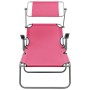 Tumbona de jardín con toldo acero rosa de vidaXL, Tumbonas - Ref: Foro24-310337, Precio: 85,39 €, Descuento: %