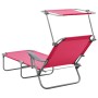 Tumbona de jardín con toldo acero rosa de vidaXL, Tumbonas - Ref: Foro24-310337, Precio: 85,39 €, Descuento: %